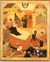 Jumalasünnitaja sündimine. Ikoon 17. sajandi alguse Venemaalt